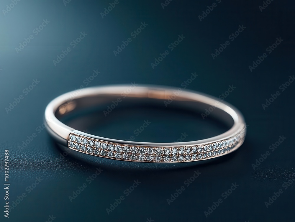 Isolated view of a diamond bangle bracelet with a sleek, curved design and sparkling diamonds, bracelet, diamond, bangle, curved Isolated view of a diamond bangle bracelet with a sleek, curved design and sparkling diamonds, bracelet, diamond, bangle, curved