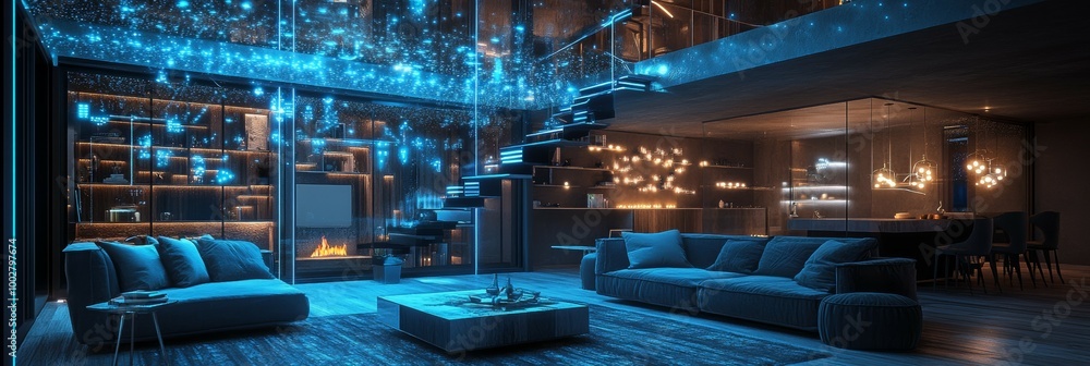 Modern living room with a futuristic design. Modern living room with a futuristic design.