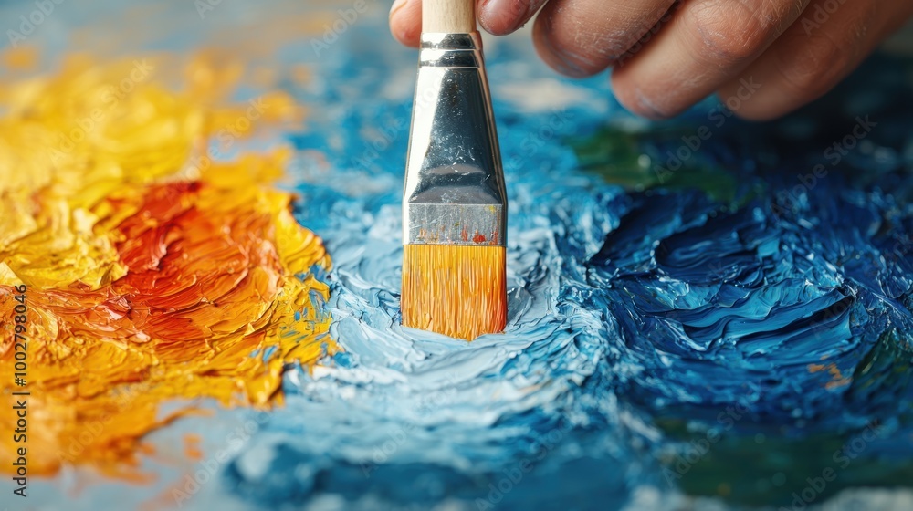Obraz premium Vibrant Brush on Colorful Oil Paint Palette