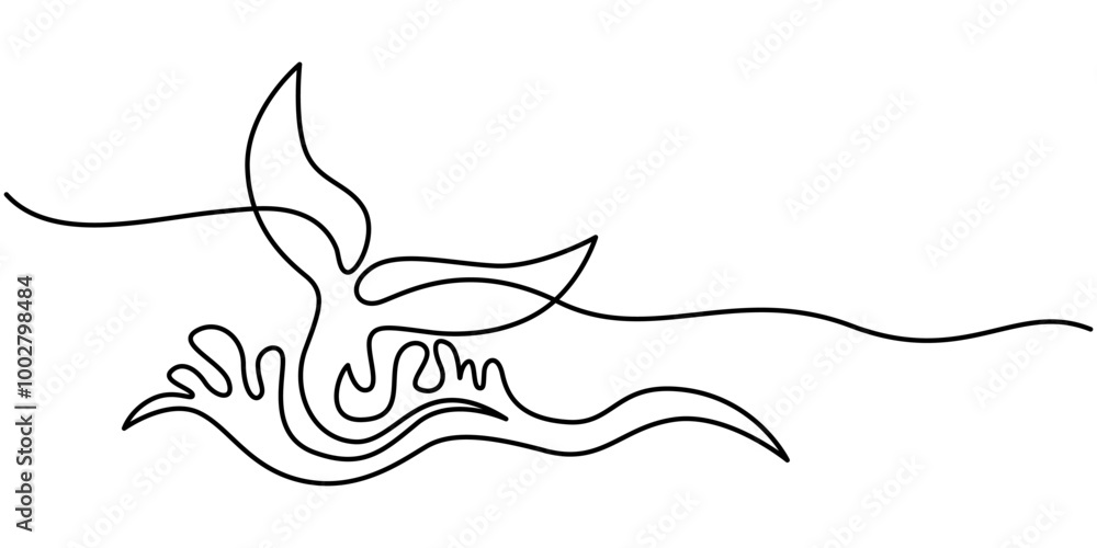 Whale tail drawing by one continuous line, blue whale drawing by one continuous line, vector, Whale dives into ocean water. Continuous one line drawing whale and Blue spot and sea waves. Abstract hand Whale tail drawing by one continuous line, blue whale drawing by one continuous line, vector, Whale dives into ocean water. Continuous one line drawing whale and Blue spot and sea waves. Abstract hand