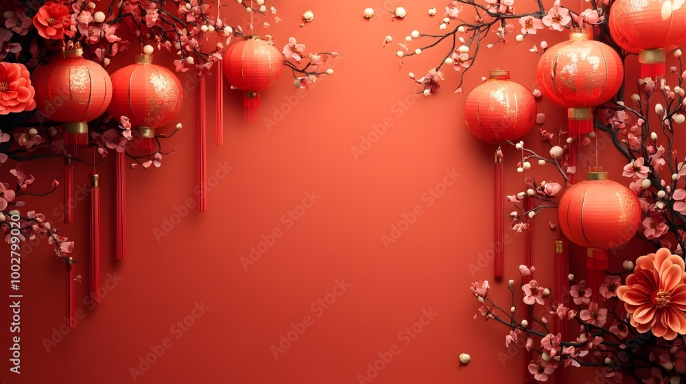 Vibrant and Elegant Chinese New Year Backdrop Featuring Traditional Symbols and Warm Lighting to Welcome the Lunar New Year Vibrant and Elegant Chinese New Year Backdrop Featuring Traditional Symbols and Warm Lighting to Welcome the Lunar New Year