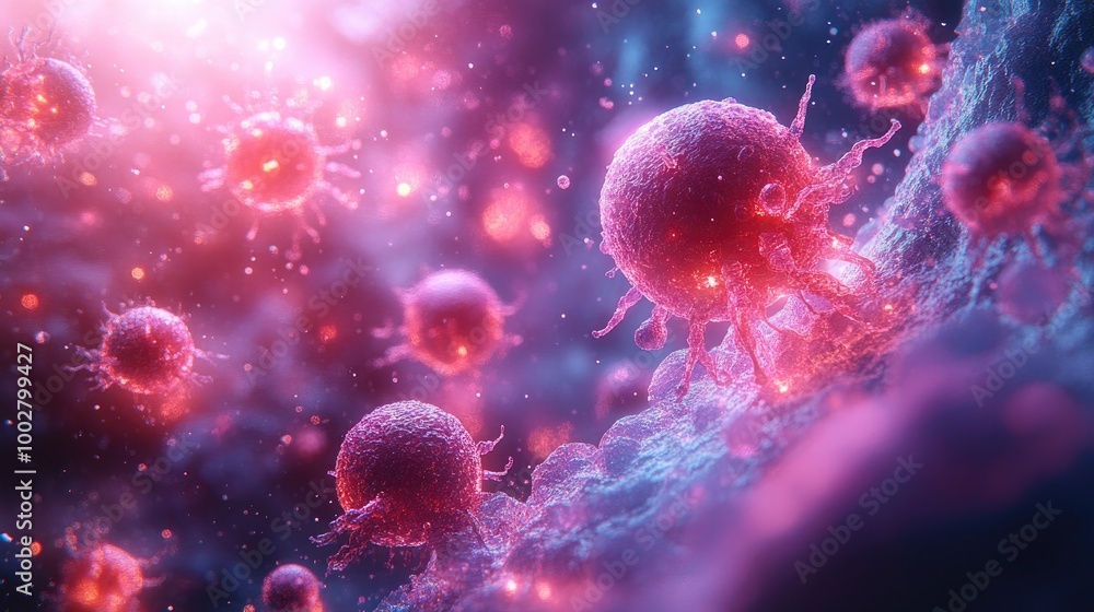 Hyper-detailed View of Cancer Cells Under a Microscope for Medical Research and Education Hyper-detailed View of Cancer Cells Under a Microscope for Medical Research and Education