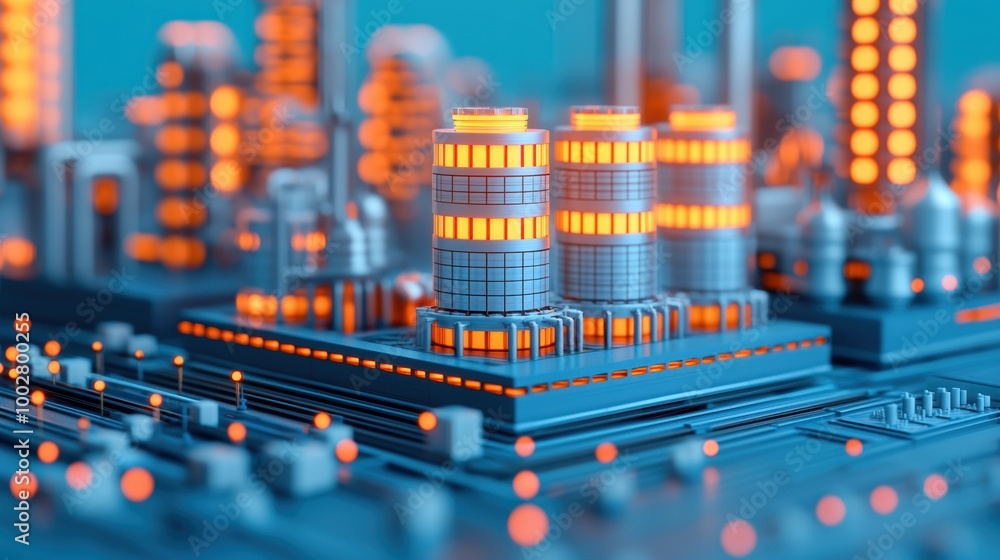 Fotografie Futuristic Cityscape with Neon Lights and Technology