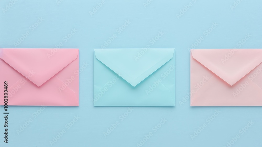 Soft Pastel Envelopes on Light Background Soft Pastel Envelopes on Light Background