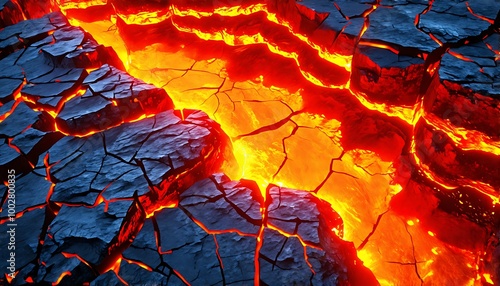 ground cracks with burning fire