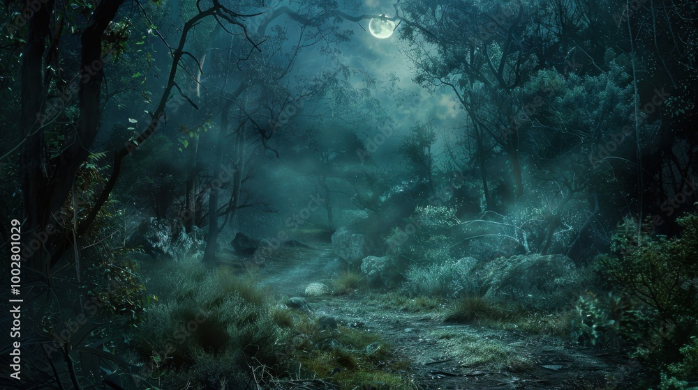 Mystical Night in Enchanted Forest Mystical Night in Enchanted Forest