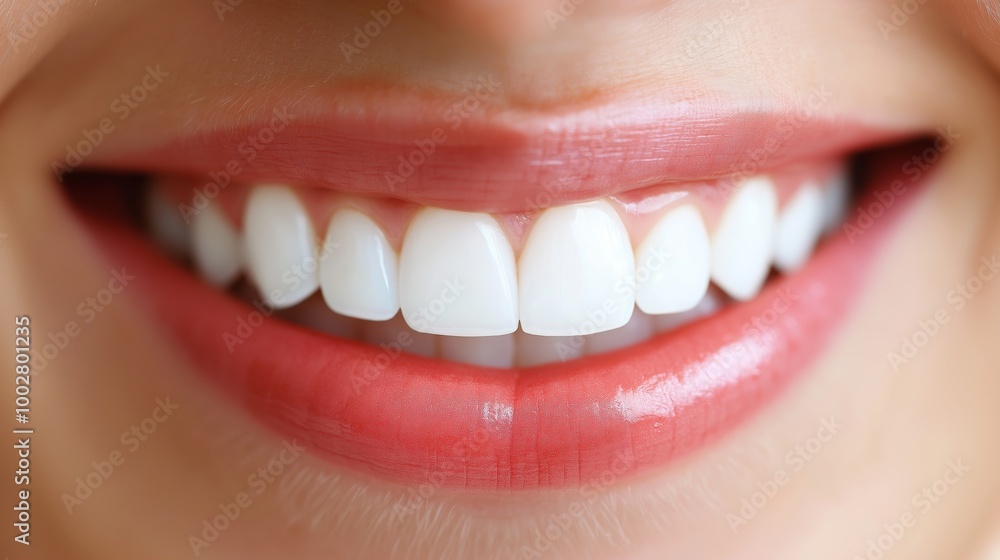 Close-up of a smiling mouth showcasing bright white teeth and healthy gums Close-up of a smiling mouth showcasing bright white teeth and healthy gums