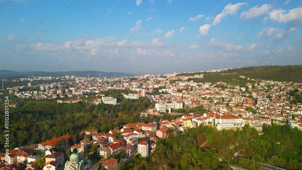 Aerial panoramic view of Veliko Tarnovo in Bulgaria Aerial panoramic view of Veliko Tarnovo in Bulgaria