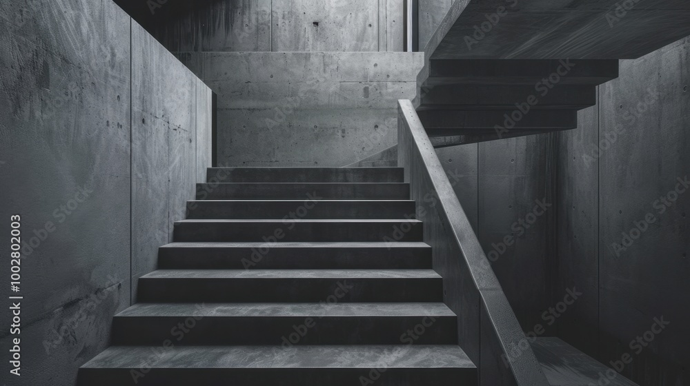 Fototapeta premium Modern Concrete Staircase in Minimalist Architecture