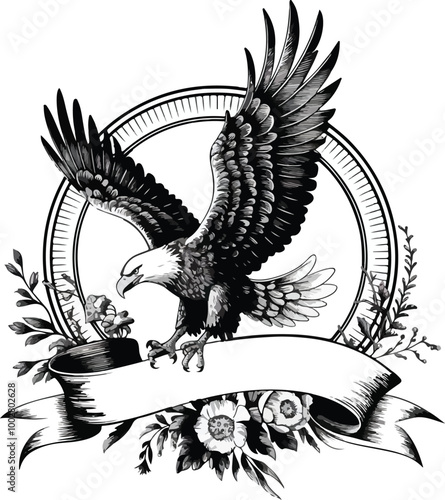 Engraved Elegance The Eagle’s Timeless Flight