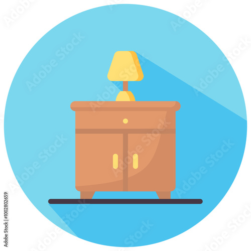 bedside table round flat vector icon