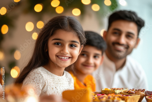 happy indian family celebrating diwali festival at home