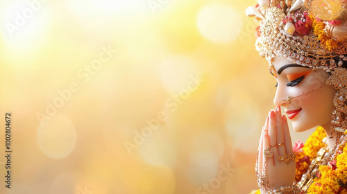 young indian woman celebrating navratri festival photo