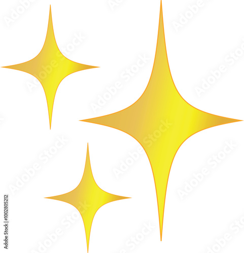 Sparkline Golden Star, Glittering star sparkle, Twinkle star in Gold, Golden glowing sparkle, Shining icon