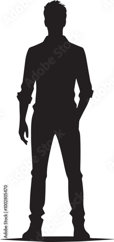 Man standing silhouette, people. Vector silhouette of a man standing, businessman, black color 