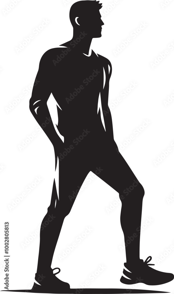 Man standing silhouette, people. Vector silhouette of a man standing, businessman, black color
Man standing silhouette, people. Vector silhouette of a man standing, businessman, black color