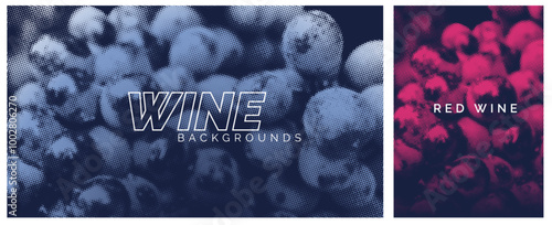 Presentation cover template. Image of grapes with vector halftone effect. Ideal for wine designs.