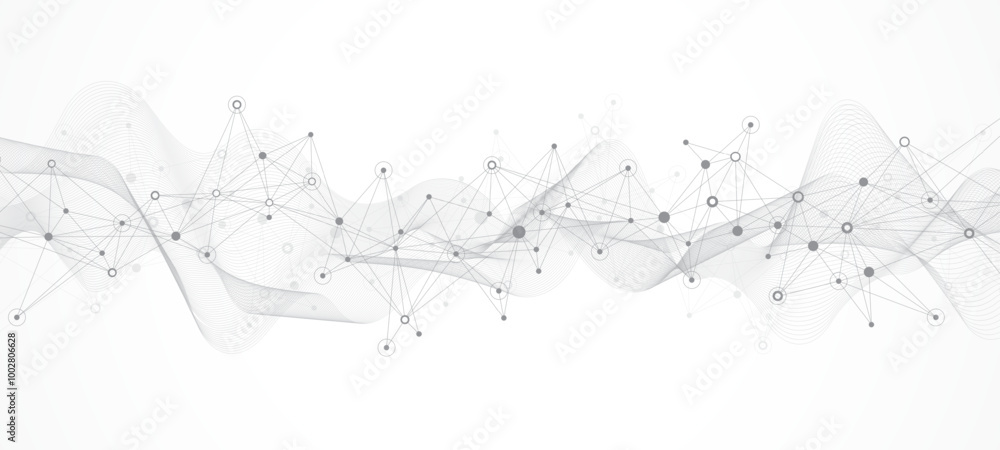 Naklejka premium Global network connection banner design template. Header social network communication in the global business concept. Big data visualization. Internet technology