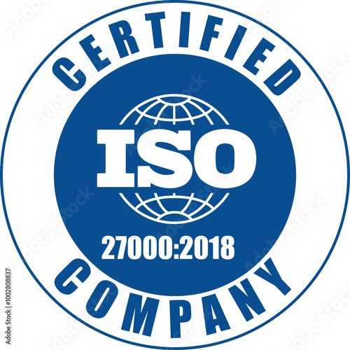 ISO Certified Company, Certificate ISO 27000-2018 Blue, IT Certificate,  Information Technology Certified, ISO 27000-2018 Information Technology