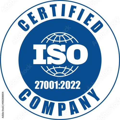 ISO Certified Company, Certificate ISO 27001-2022 Blue, IT Certificate, Cybersecurity and information security Certified, ISO 27001-2022 Cybersecurity and information security