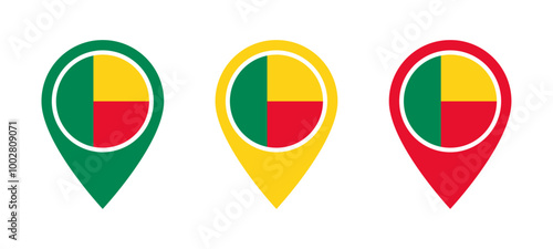 Benin flag location icon set Free Download Benin flag location icon set - GFXLoad