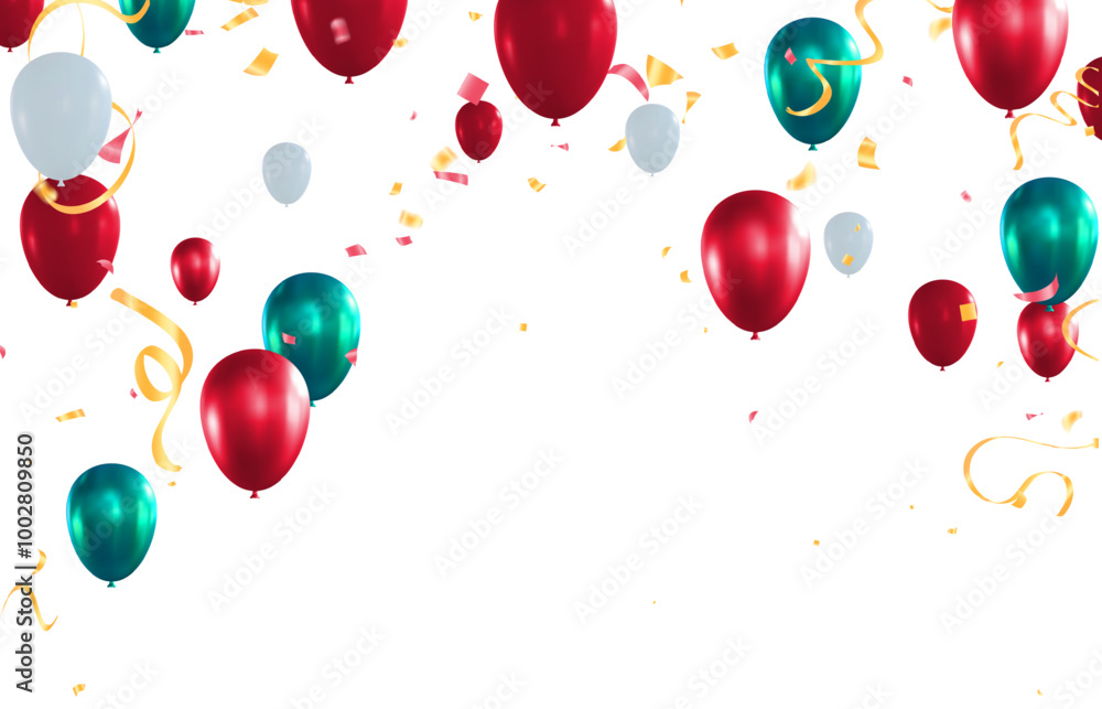 Balloons isolated on transparent background, Holiday or Party greeting balloons, Balloons isolated on transparent background, Holiday or Party greeting balloons,
