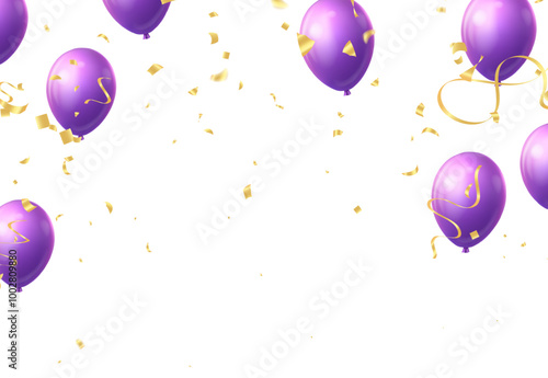 Balloons isolated on transparent background, Holiday or Party greeting balloons,
