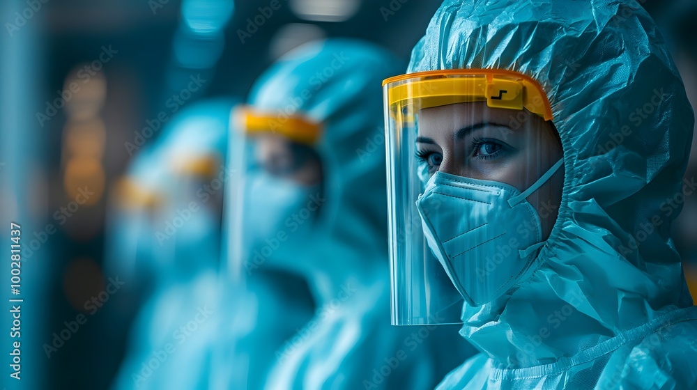 Industrial Workers in Protective Gear at Factory Facility Industrial Workers in Protective Gear at Factory Facility
