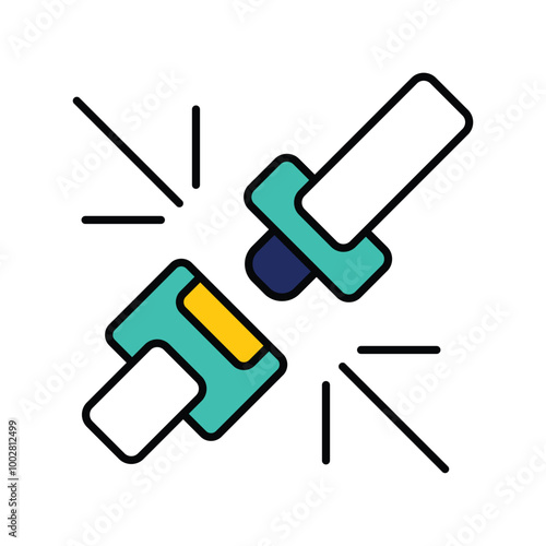 seat belt color line icon with white background vector stock illustration
