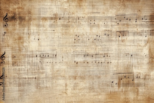 Vintage music sheet background with faded notes and antique feel for creative design projects