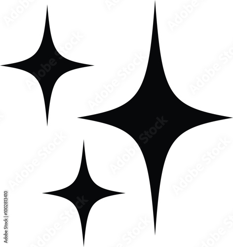 Sparkline Black Star, Glittering star sparkle, Twinkle star in Black, glowing sparkle, Shining icon