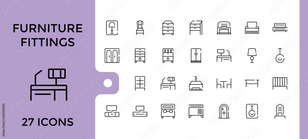 Furniture fittings hardware line icons collection, carpenter fasteners, cabinet door hinge, felt furniture pads, dtable top and more, outline icons set. editable stroke and pixel perfect. Furniture fittings hardware line icons collection, carpenter fasteners, cabinet door hinge, felt furniture pads, dtable top and more, outline icons set. editable stroke and pixel perfect.