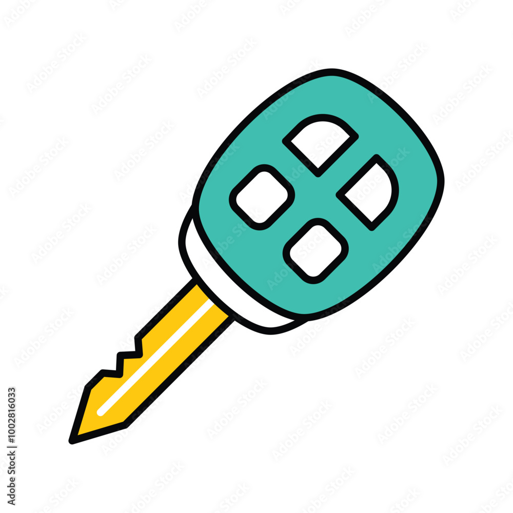 car key color line icon with white background vector stock illustration