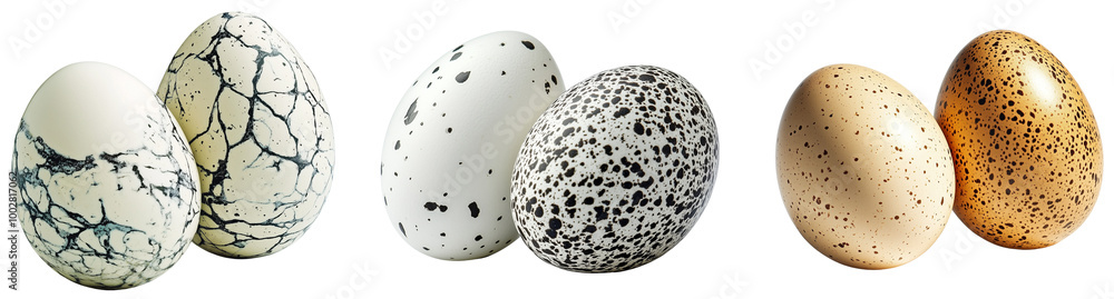 Decorative Eggs in Various Patterns and Shades, isolated on transparent background. Decorative Eggs in Various Patterns and Shades, isolated on transparent background.