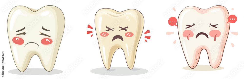 Sad Cartoon Teeth Illustrations for Dental Themes, isolated on transparent background. Sad Cartoon Teeth Illustrations for Dental Themes, isolated on transparent background.