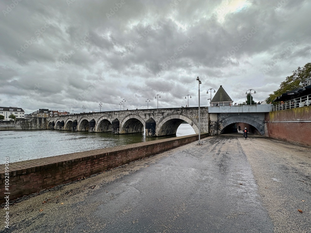 The old Servaasbrug over the river Maas in the historic centre of Maastricht. The old Servaasbrug over the river Maas in the historic centre of Maastricht.