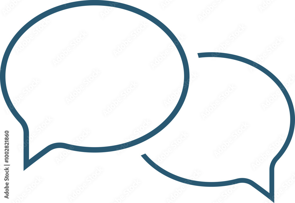 Icon of two overlapping chat bubbles. Outline vector illustration with transparent background. Icon of two overlapping chat bubbles. Outline vector illustration with transparent background.