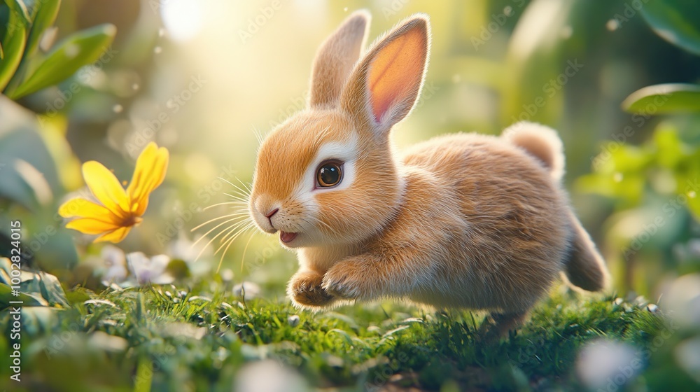 Fototapeta premium A Curious Bunny in the Meadow
