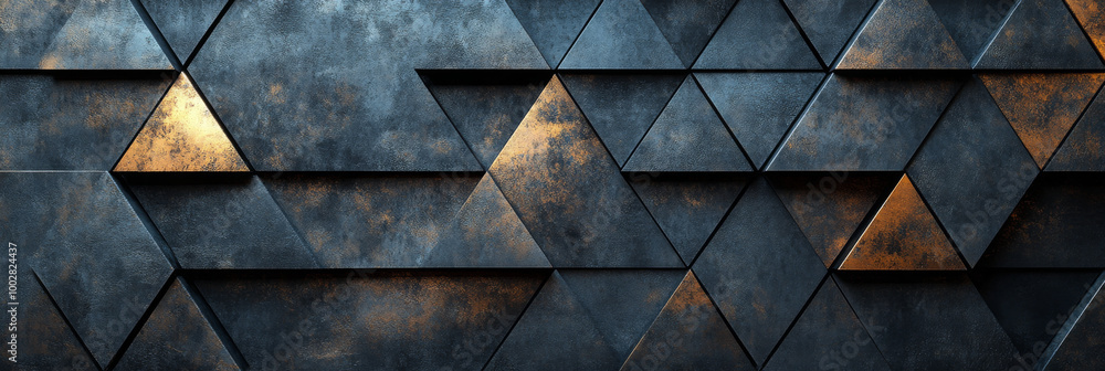 Abstract geometric pattern of triangles in bronze and blue. Abstract geometric pattern of triangles in bronze and blue.