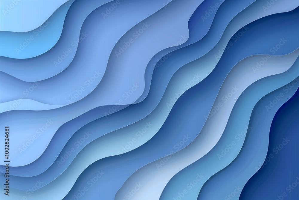 A series of blue and white waves, creating a sense of movement and fluidity A series of blue and white waves, creating a sense of movement and fluidity