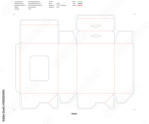 Custom dimensions tuck end boxes auto lock bottom dieline 106031