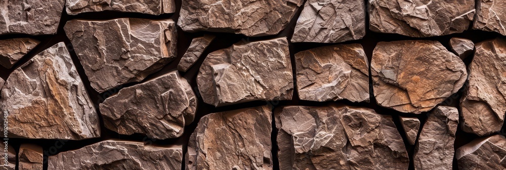 Fototapeta premium Close-up of a rustic stone wall texture.