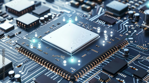 Wallpaper Mural Concept of quantum computing with CPU processors and quantum qubits, showcasing advanced intelligent computing technology with copy space Torontodigital.ca