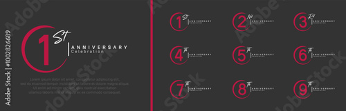 anniversary logo set. vector design red and white color for celebration event
