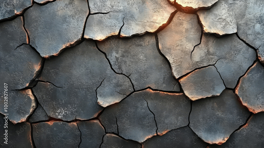 Obraz premium Cracked grey surface with light shining through.