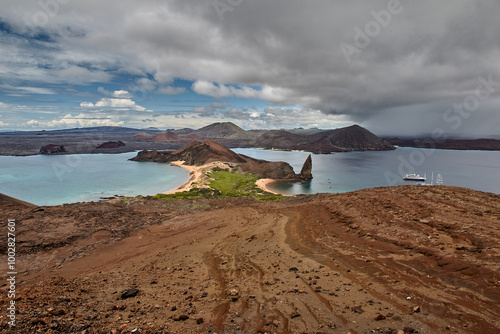 Bartolomé Island is one of the most picturesque and well-known islands in the Galapagos archipelago, located off the coast of Ecuador. photo