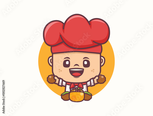 Falafel chef mascot design. Food logo template