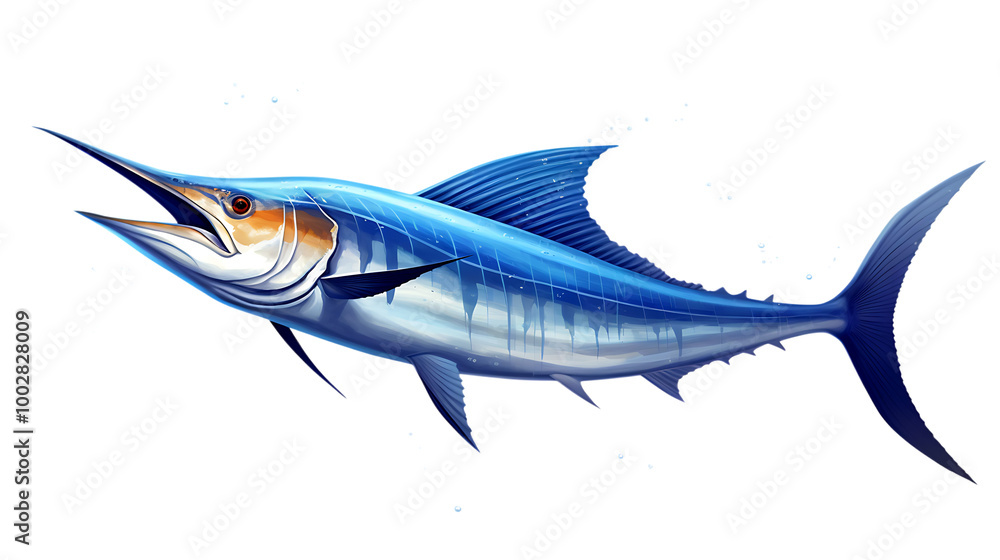 Beautiful blue marlin, cut out on transparent Beautiful blue marlin, cut out on transparent