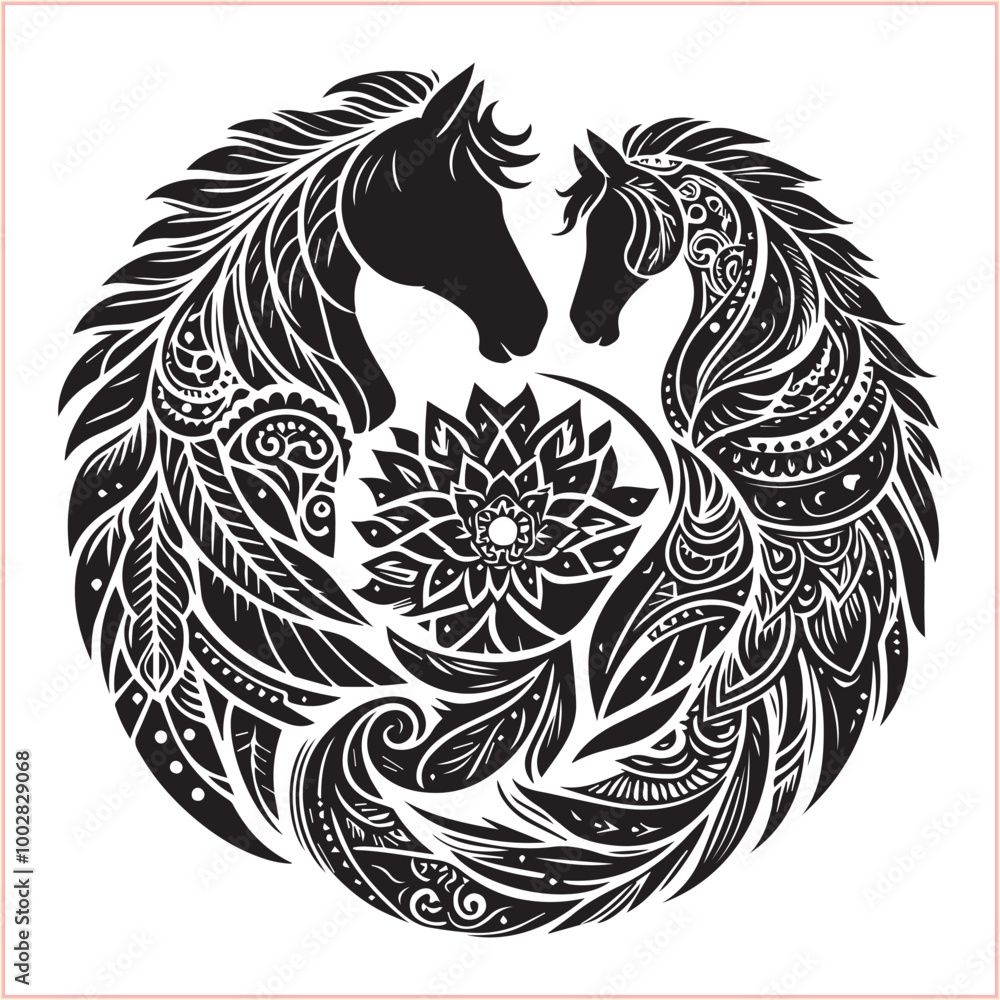 Fototapeta premium Horse head vector silhouettes 
