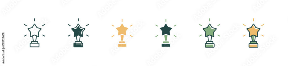 Fototapeta premium simple star trophy award icon set shinning trophy cup competition winner prize vector illustration